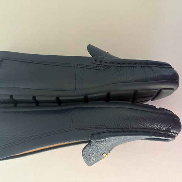 Coach Dark Blue Leather Loafers with Gold Accent - Picture 8 of 10